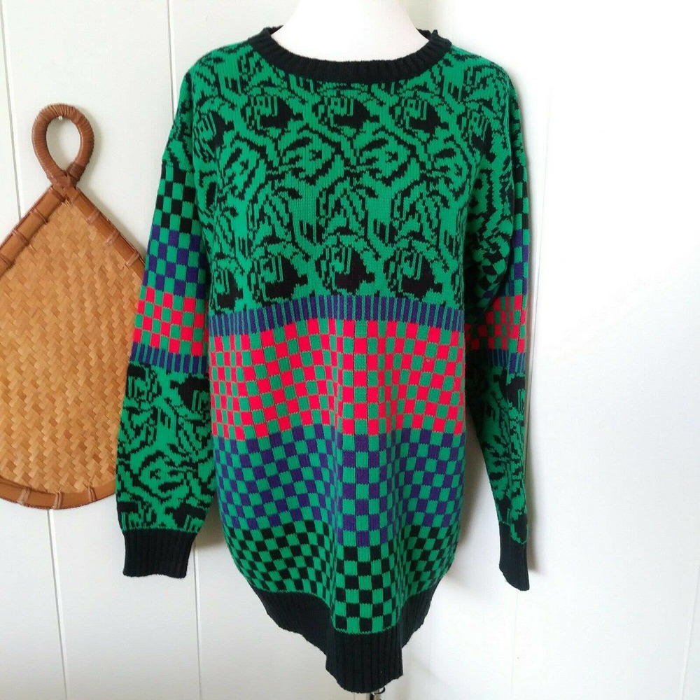 E.Z. Spirit Sweater Vtg 80’s Geometric‎ Sweater